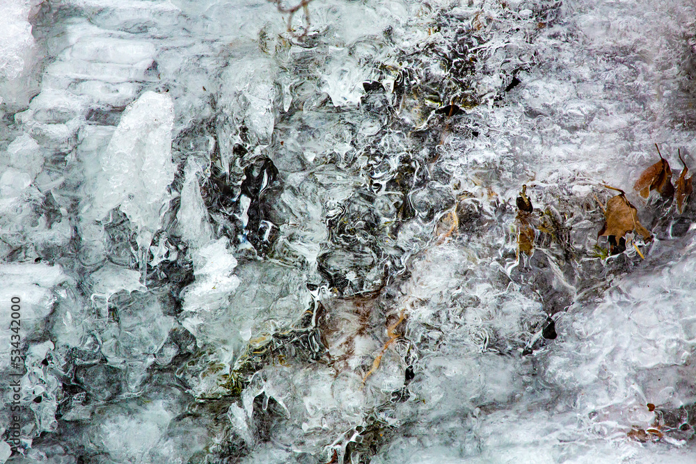 Icy waterfall at Goodwin State Forest in Chaplin, Connecticut.