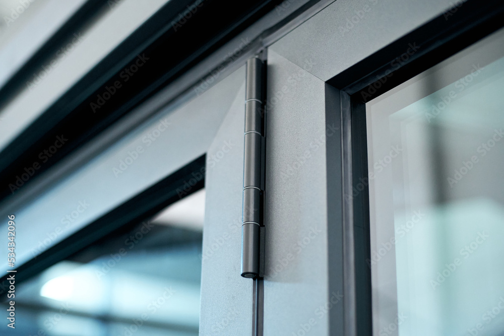 fragment aluminum folding door. photo with a copy-space.