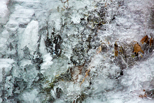 Icy waterfall at Goodwin State Forest in Chaplin  Connecticut.