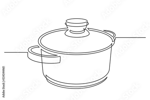 Cooking Pot icon Vector illustration on white background. Continuous line drawing.