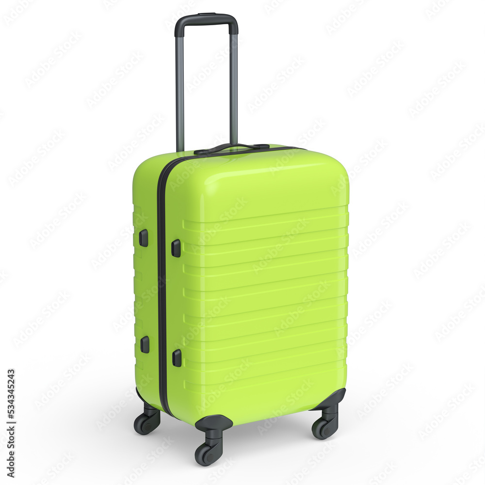 Small green polycarbonate suitcase isolated on white background. Small green polycarbonate suitcase isolated on white background.