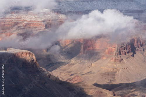 USA, Arizona, Grand Canyon National Park. Clearing snowstorm over canyon.