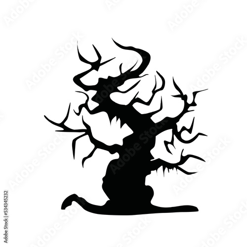 Scary Halloween Tree Icon  Spooky Trees Silhouette Isolated