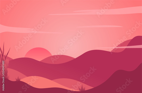 Savanna desert landscape illustration vector background 