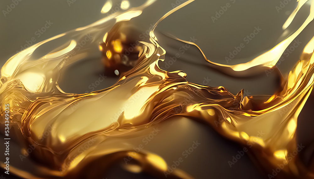 Liquid gold metallic dynamic glossy fluid abstract luxurious