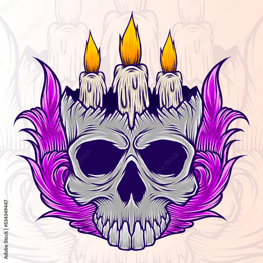 Fotografia Candle on Skull Illustration