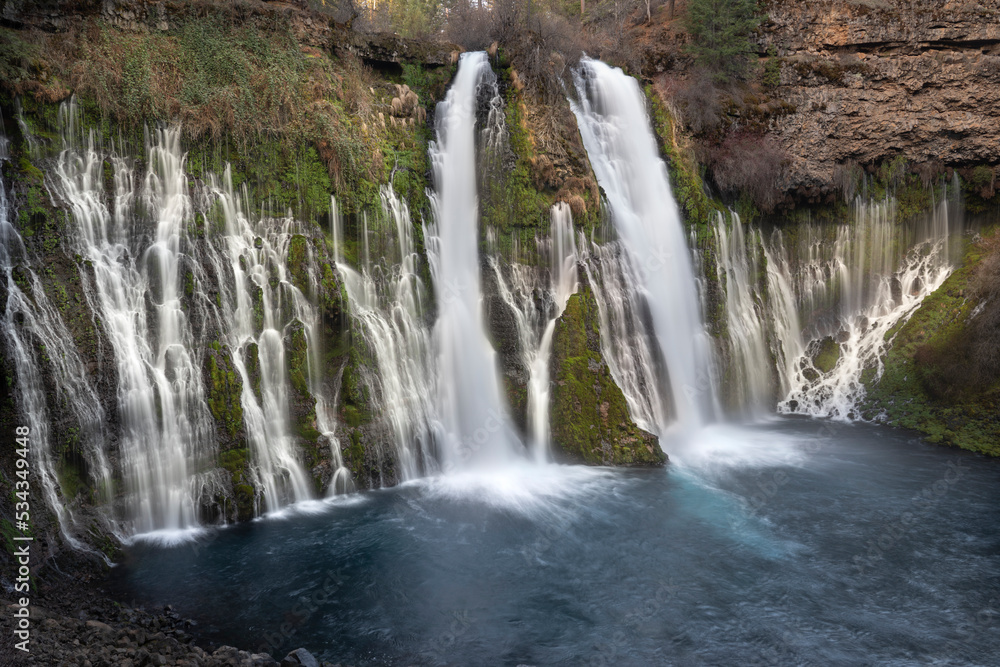 USA, California, McArthur-Burney Falls State Park. Burney Creek waterfall and pool.