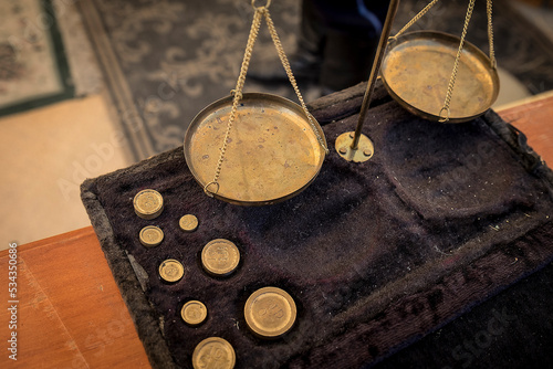 Usa, California. During the Gold Rush, these scales were used to measure gold dust. photo