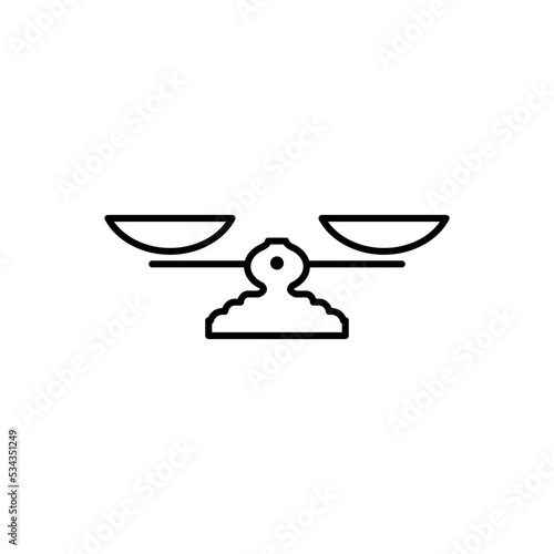 line  scales icon. vector symbol of the scales with shadow on a grey background