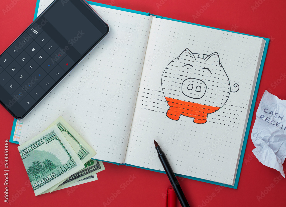 Bullet journal page with handwriting Bullet Journal style notebook is