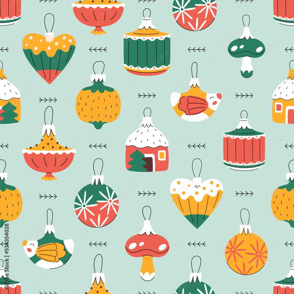 Seamless pattern with cute Сhristmas ornaments Seamless pattern with cute Сhristmas ornaments