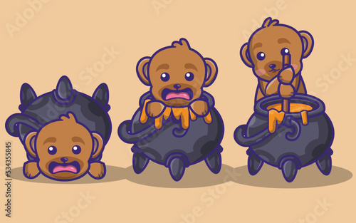 cute bear and a big couldron and honey bundle