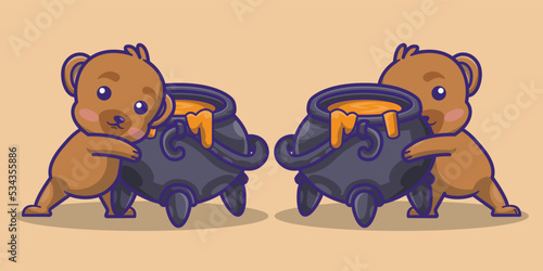 cute bear and a big couldron and honey bundle