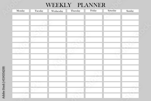 Plan for the week. Calendar reminder. Daily planner. Business plan schedule. Vector illustration. Stock image. 