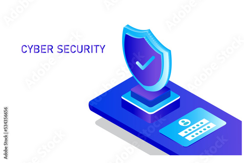 Cyber security and data protection privacy concept. Secure data management and protect data from hacker attacks and padlock icon to internet technology networking vector illustration