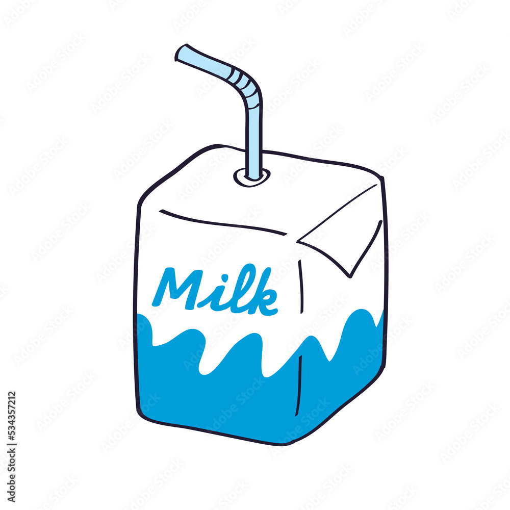 Milk box with straw isolated cartoon vector illustration Milk box with straw isolated cartoon vector illustration