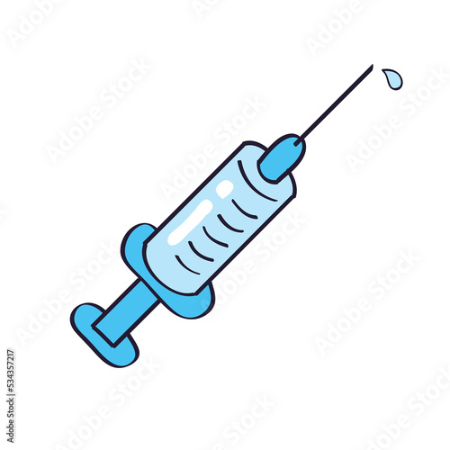 Medical syringe with booster COVID-19 vaccine dose isolated vector illustration