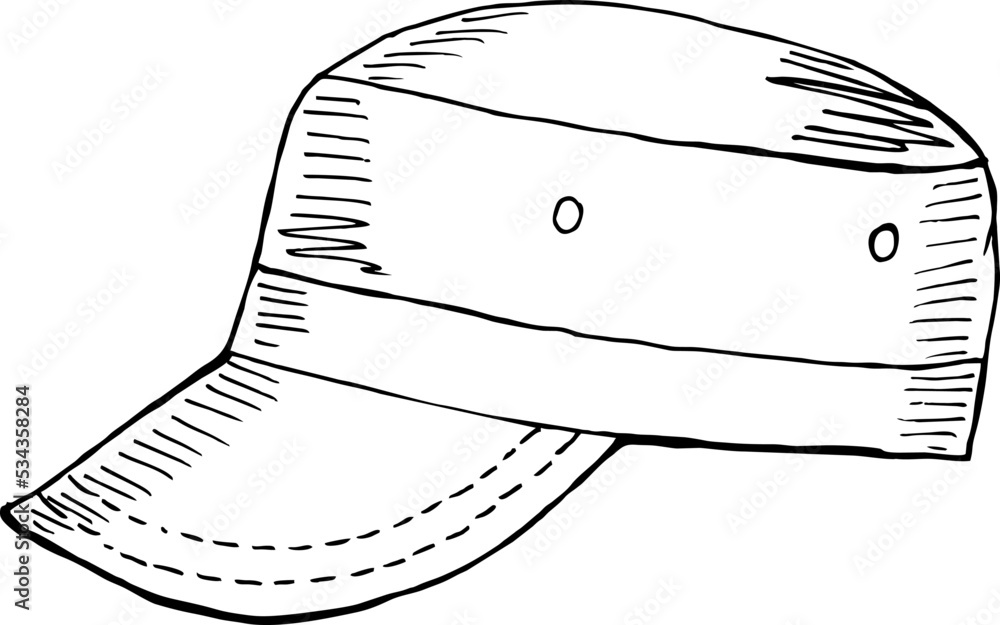Doodle of Army cap, vector illustration Doodle of Army cap, vector illustration