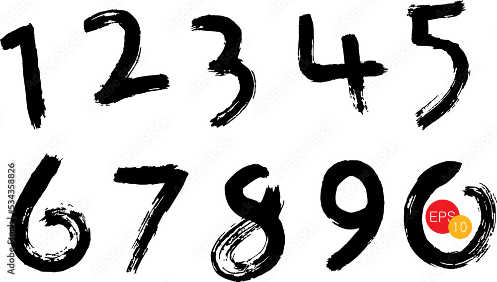 Hand drawn number made by dry brush strokes. Vector illustration. Hand drawn number made by dry brush strokes. Vector illustration.