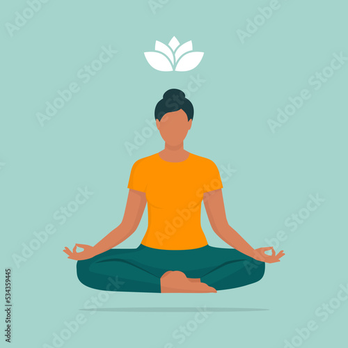 Woman practicing yoga and meditation