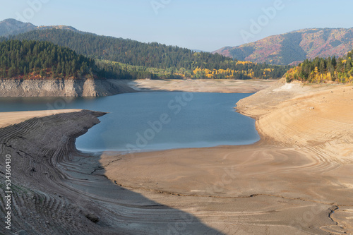 Palisades Reservoir during summer drought conditions  Idaho