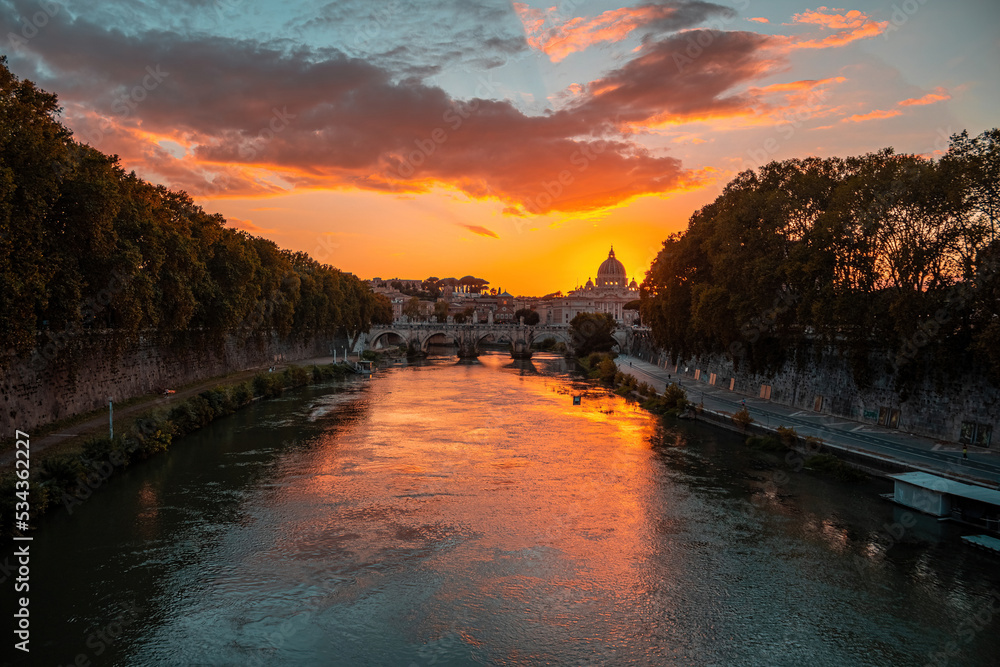 Roma Fiume Tevere Hdri Tramonto Stock Photo Adobe Stock