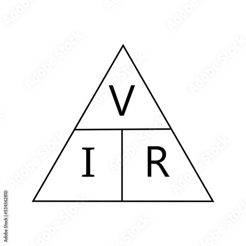 ohm's law triangle on white background photo