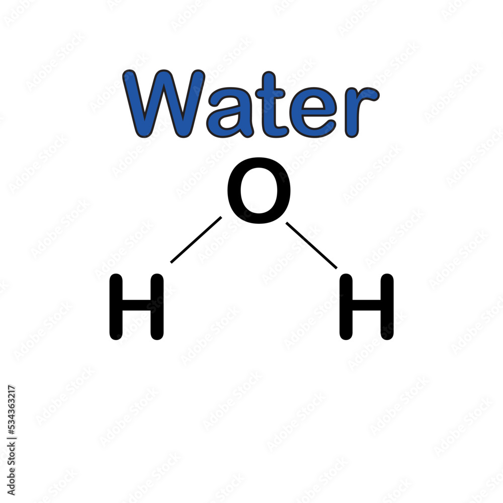 H2o water molecule model chemical formula Vector Image