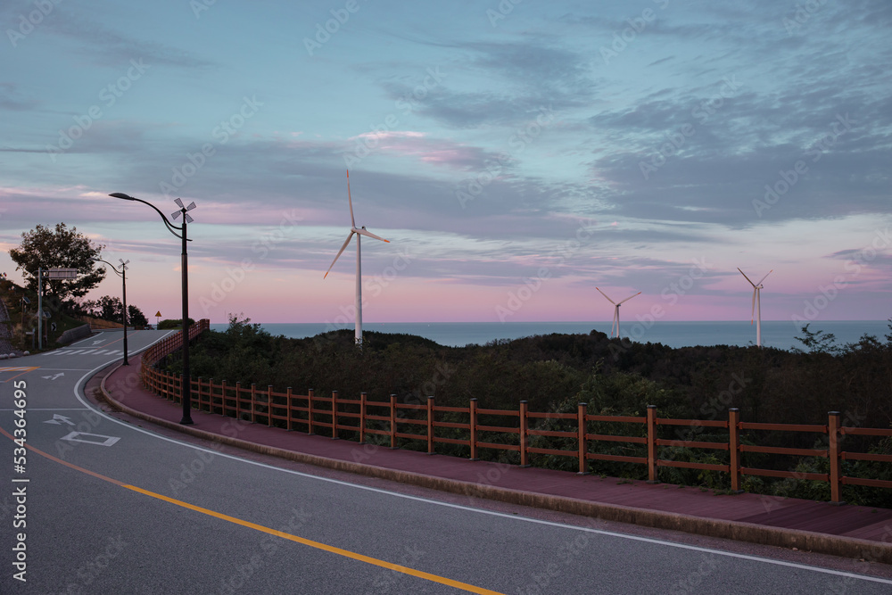 Beautiful coastal roads and wind turbines