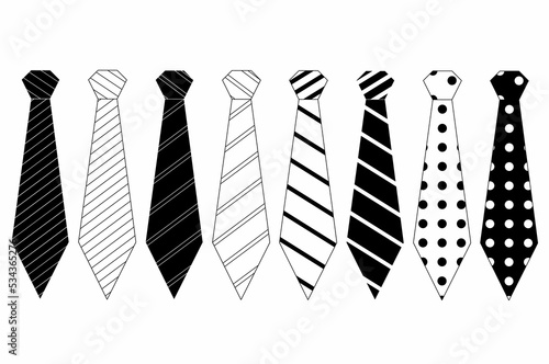 outline Silhouette tie icon set isolated on white background 