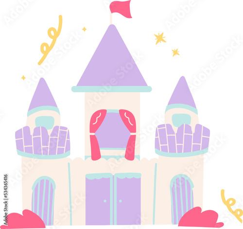 Fantasy Cute Castle Unicorn Illustration