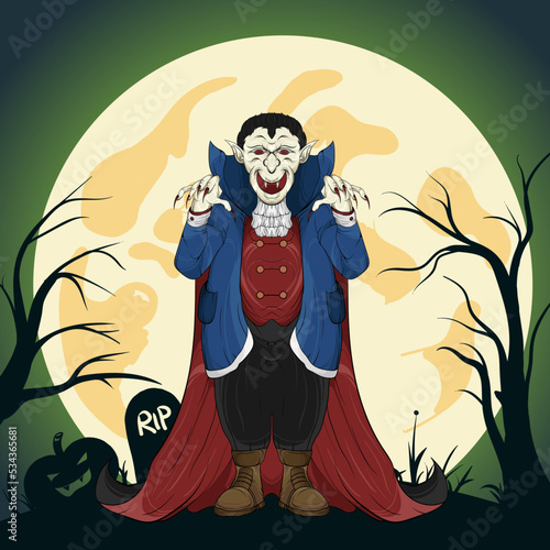 Halloween vampire in the cemetery