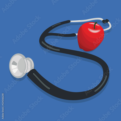stethoscope and red heart - Nutrition Symbol