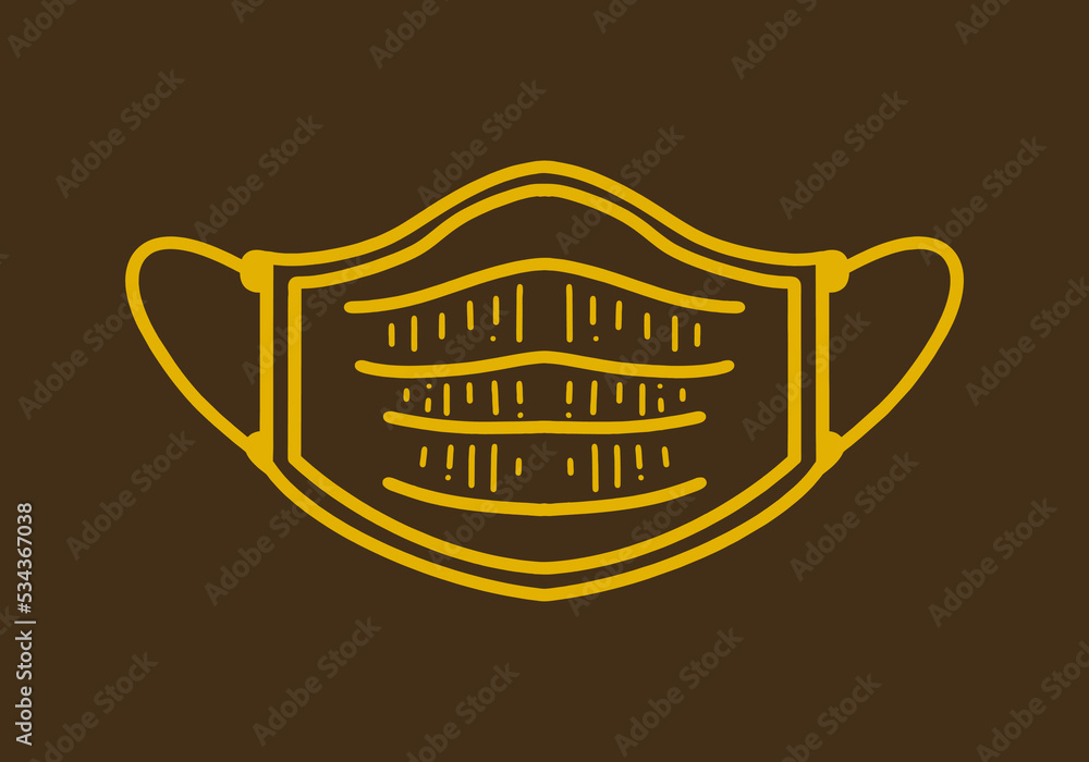 Fototapeta premium Line art drawing of a medical mask