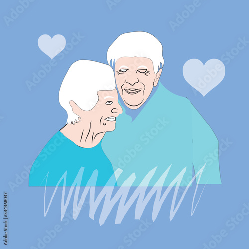 Old man and woman, grandparents isolated vector illustration