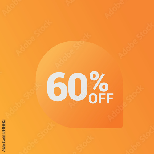 60% off Sale banner offer ad discount promotion vector banner. price discount offer. season sale promo sticker colorful background