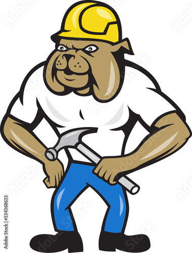 Bulldog Construction Worker Hammer