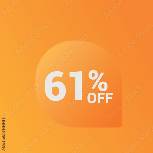 61% off Sale banner offer ad discount promotion vector banner. price discount offer. season sale promo sticker colorful background