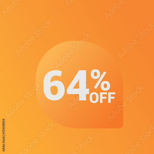 64% off Sale banner offer ad discount promotion vector banner. price discount offer. season sale promo sticker colorful background