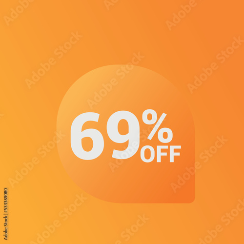 69% off Sale banner offer ad discount promotion vector banner. price discount offer. season sale promo sticker colorful background
