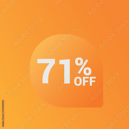 71% off Sale banner offer ad discount promotion vector banner. price discount offer. season sale promo sticker colorful background