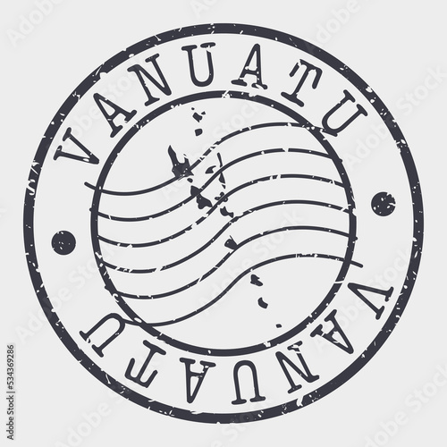 Vanuatu Silhouette Postal Passport. Stamp Round Vector Icon Map. Design Travel Postmark. 