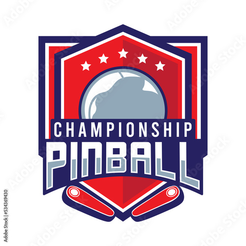 Pinball Game Arcade Vintage Retro Badge Emblem Hipster Logo Vector Icon Illustration. Pinball Championship with Star, Ball and Flipper