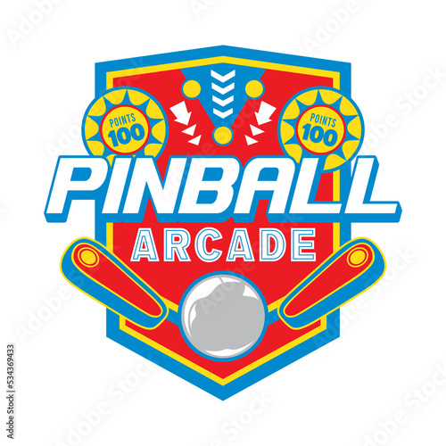 Pinball Game Arcade Vintage Retro Badge Emblem Hipster Logo Vector Icon Illustration