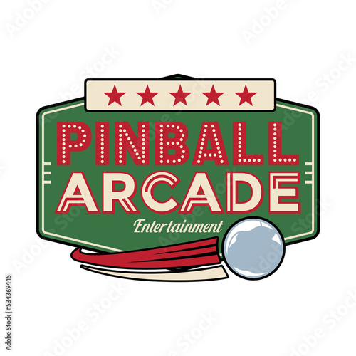 Pinball Game Arcade Vintage Retro Badge Emblem Hipster Logo Vector Icon Illustration. Pinball with Star and Ball