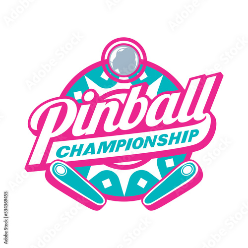 Pinball Game Arcade Vintage Retro Badge Emblem Hipster Logo Vector Icon Illustration. Pinball Championship with Ball and Flipper