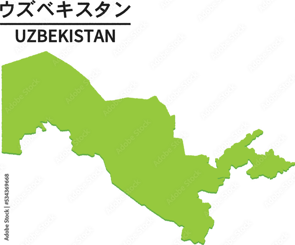 ウズベキスタンの世界地図イラスト