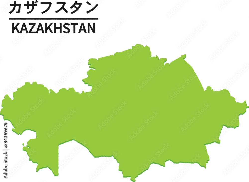 カザフスタンの世界地図イラスト