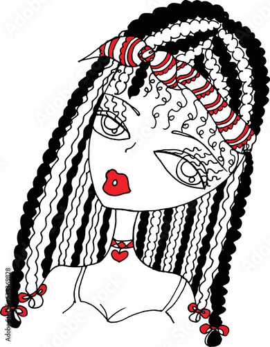 Black and white beauty hair mandala pattern design vector drawing
