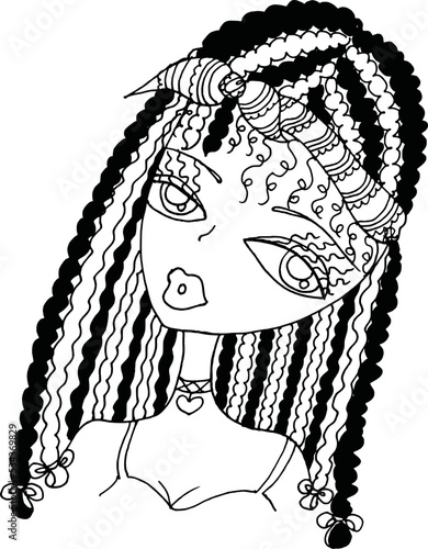 Black and white beauty hair mandala pattern design vector drawing